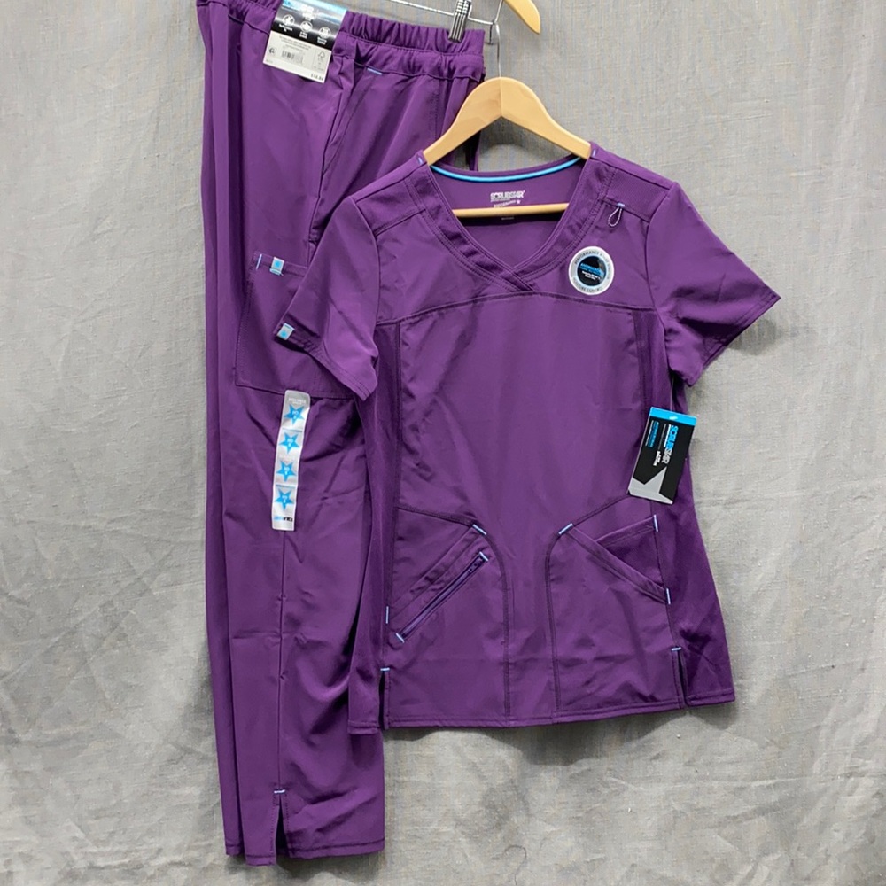 NWT Scrub Star Mixed Size Plum Performance Stretch Anti Microbial Scrubs XS, S